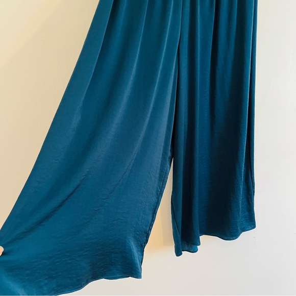OAK + FORT silky teal wide leg flowy pants - Picture 1 of 5